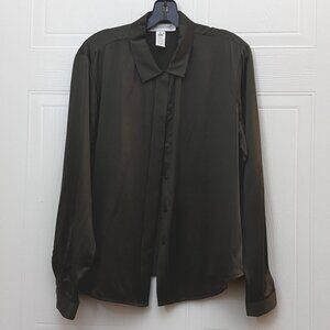 Jones New York Women's Black Silk Blouse Long Sleeve Size 12